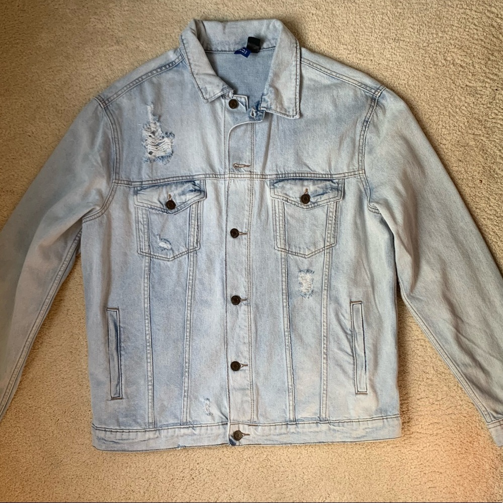 Light wash, distressed jean jacket